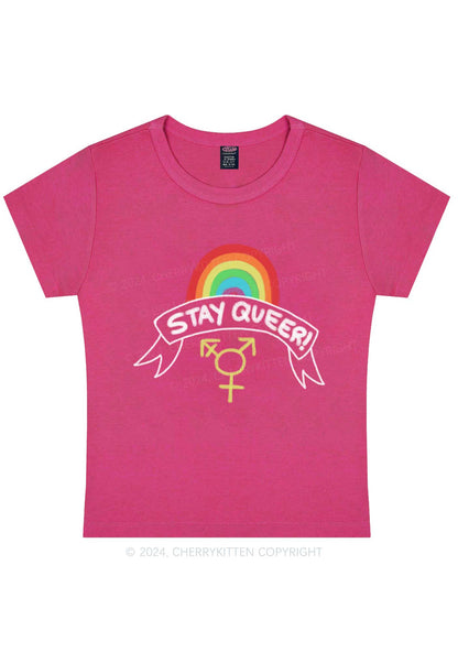 Curvy Stay Queer Y2K Baby Tee Cherrykitten