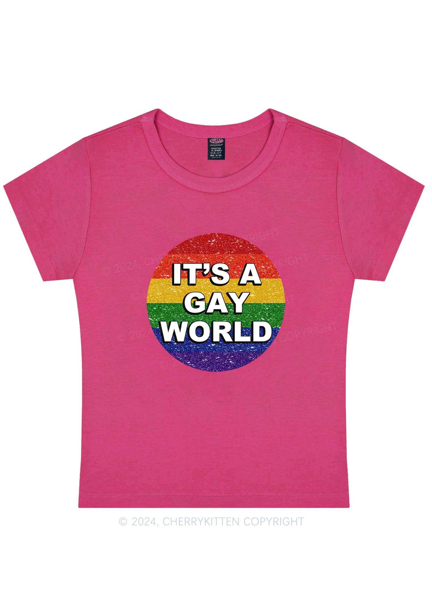 It's A Gay World Y2K Baby Tee Cherrykitten