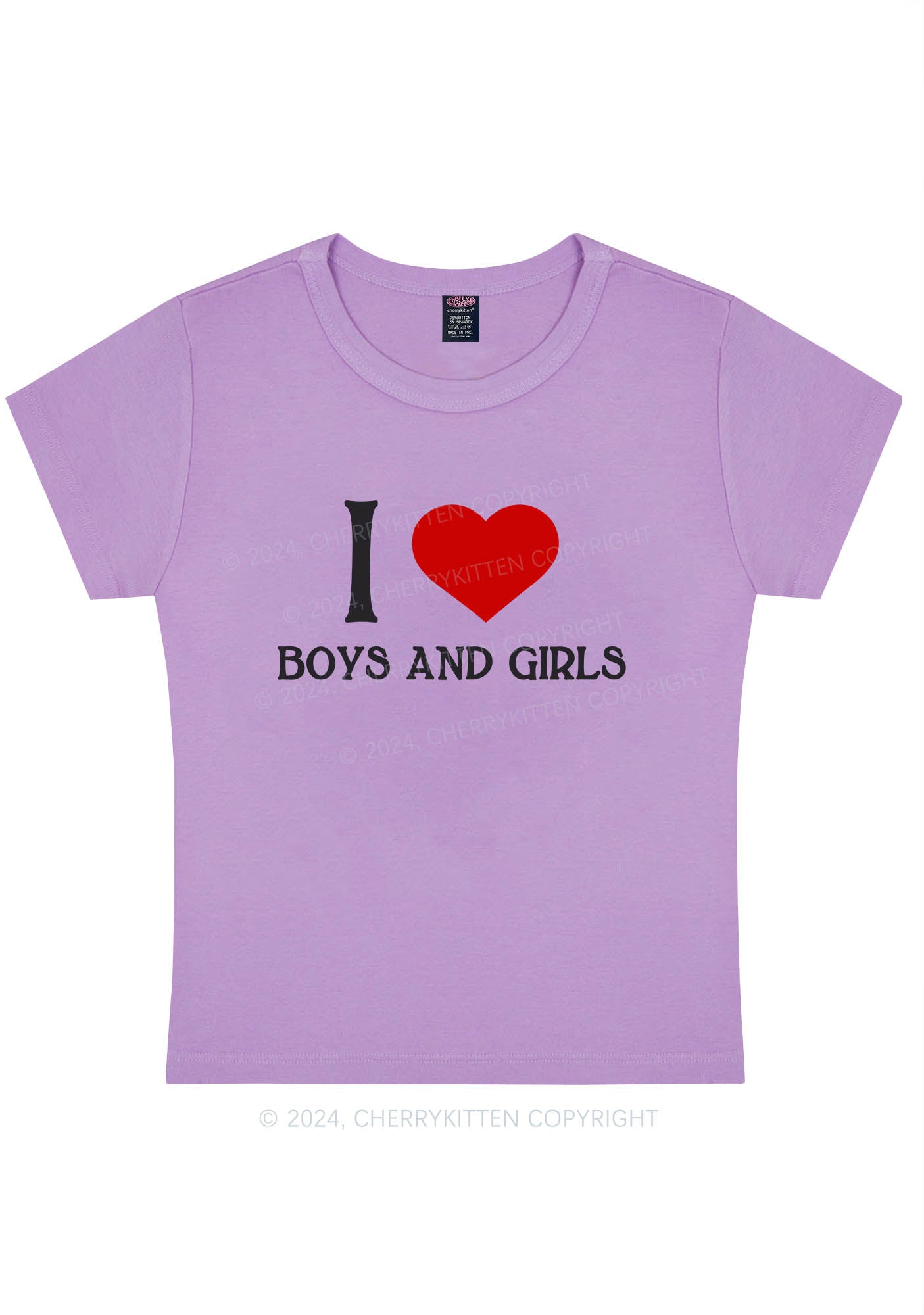 Curvy I Love Boys and Girls Y2K Baby Tee Cherrykitten