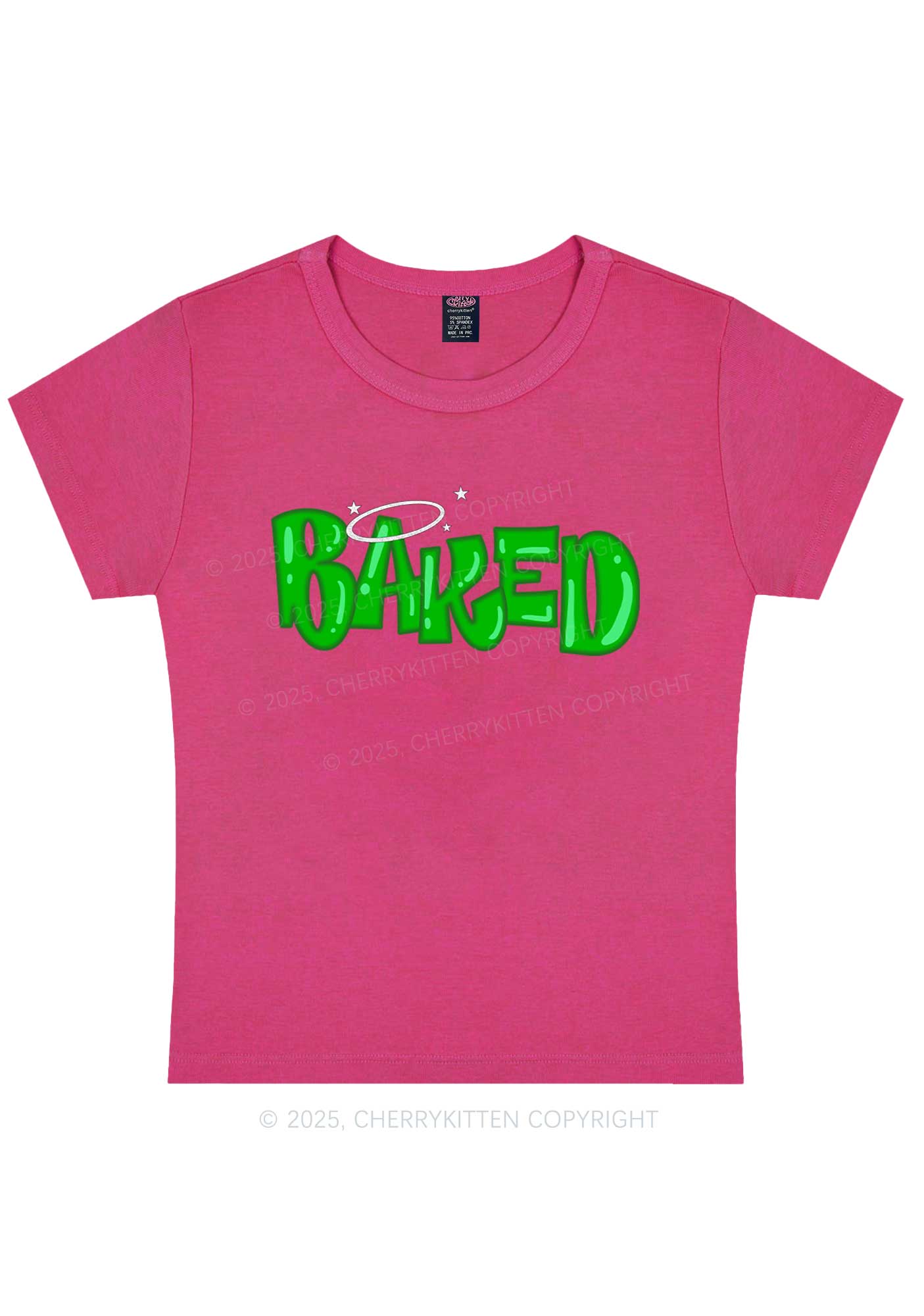 Green Baked Y2K Baby Tee Cherrykitten