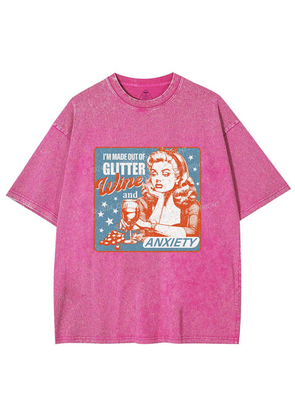 Glitter Wine And Anxiety Y2K Washed Tee Cherrykitten