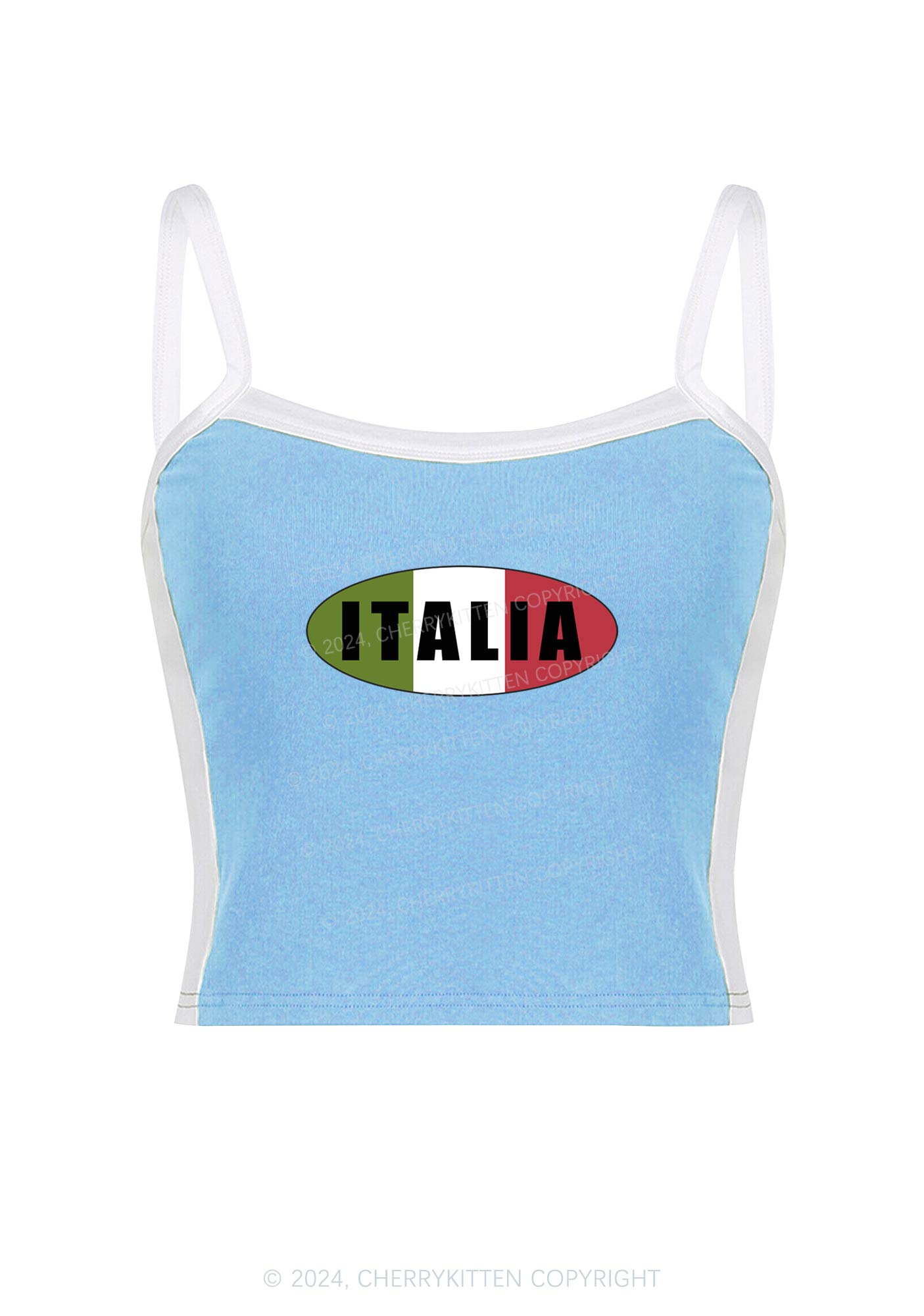 Italia Y2K Color Block Crop Cami Top Cherrykitten