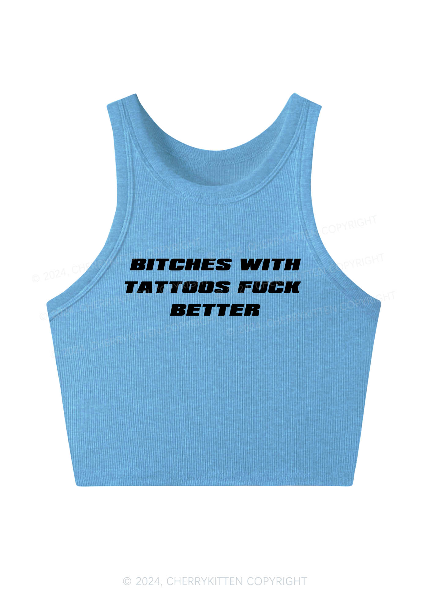 Bxxches With Tattoos Fxxk Better Y2K Crop Tank Top Cherrykitten