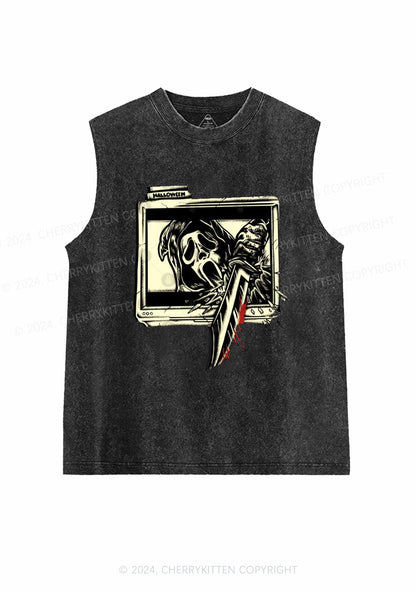 Halloween Horror Killer Y2K Washed Tank Cherrykitten