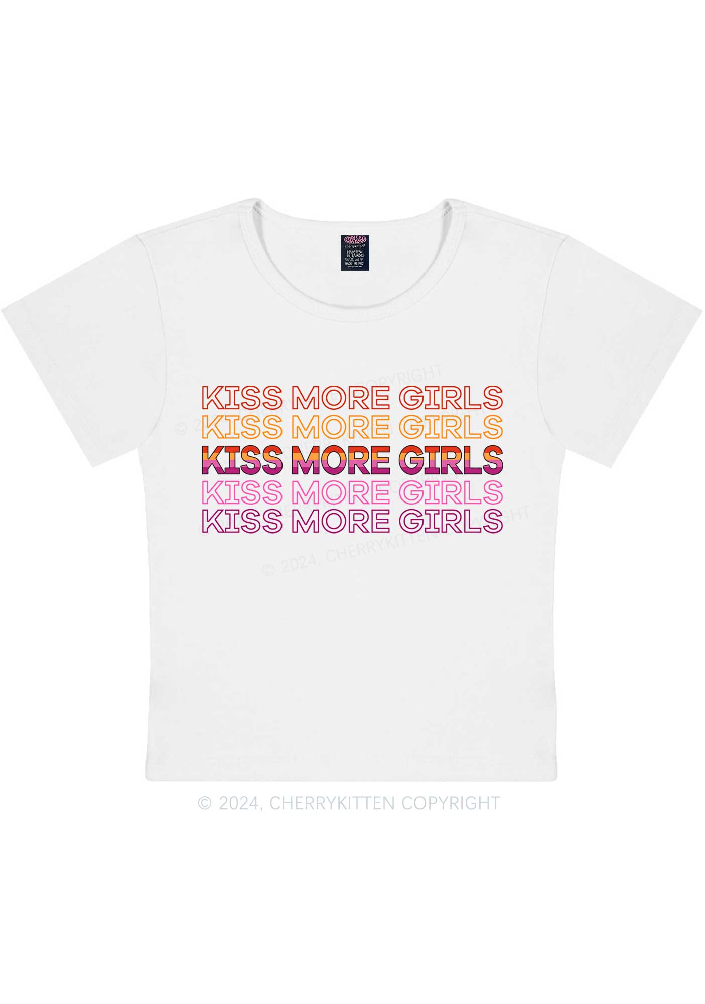 Kiss More Girls Y2K Baby Tee Cherrykitten