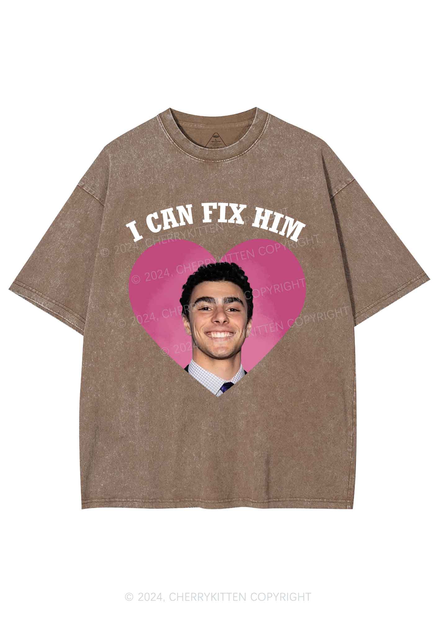 Fix Him Luigi Heart Y2K Washed Tee Cherrykitten