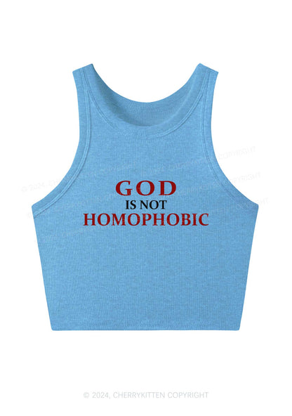 God Is Not Homophobic Y2K Crop Tank Top Cherrykitten