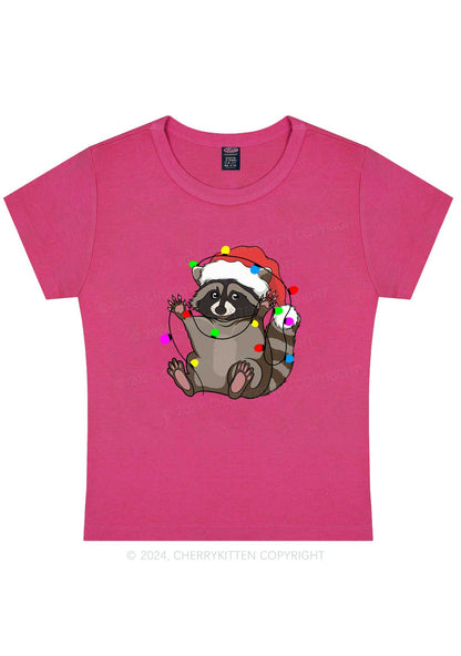 Christmas Raccoon Y2K Baby Tee Cherrykitten