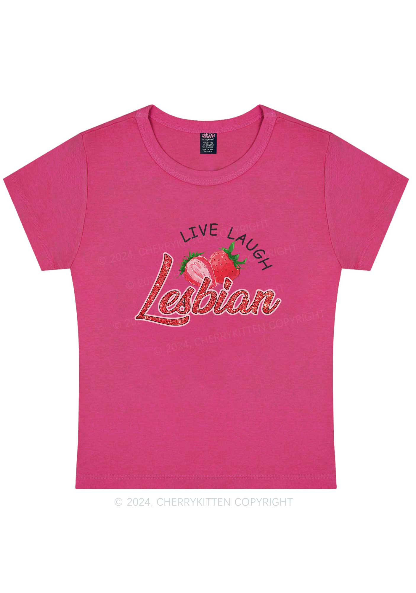 Live Laugh Lesbian Y2K Baby Tee Cherrykitten