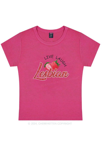 Live Laugh Lesbian Y2K Baby Tee Cherrykitten