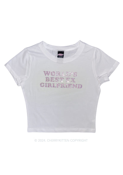 Rhinestone Best Ex Girlfriend Y2K Baby Tee Cherrykitten