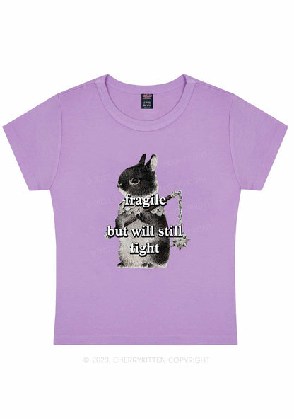 Curvy Fragile Bunny Y2K Baby Tee Cherrykitten