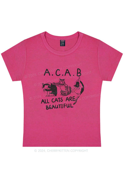 Curvy ACAB Cats Y2K Baby Tee Cherrykitten