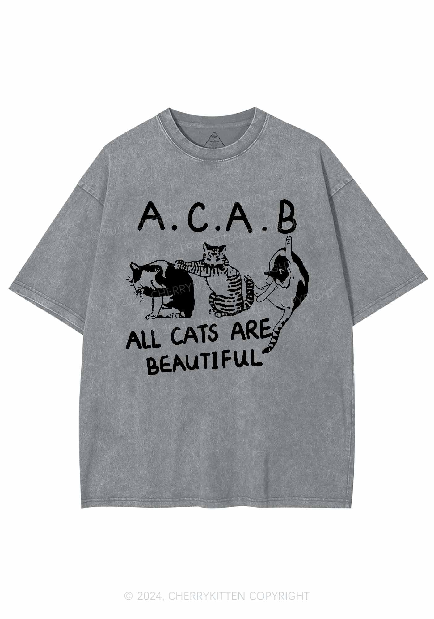 ACAB Cats Y2K Washed Tee Cherrykitten