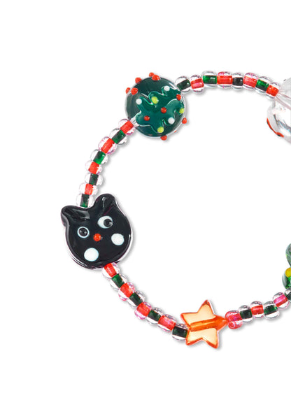 Christmas Tree Black Cat Y2K Bracelet Cherrykitten