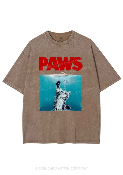 Paws Jaws Cat Y2K Washed Tee Cherrykitten