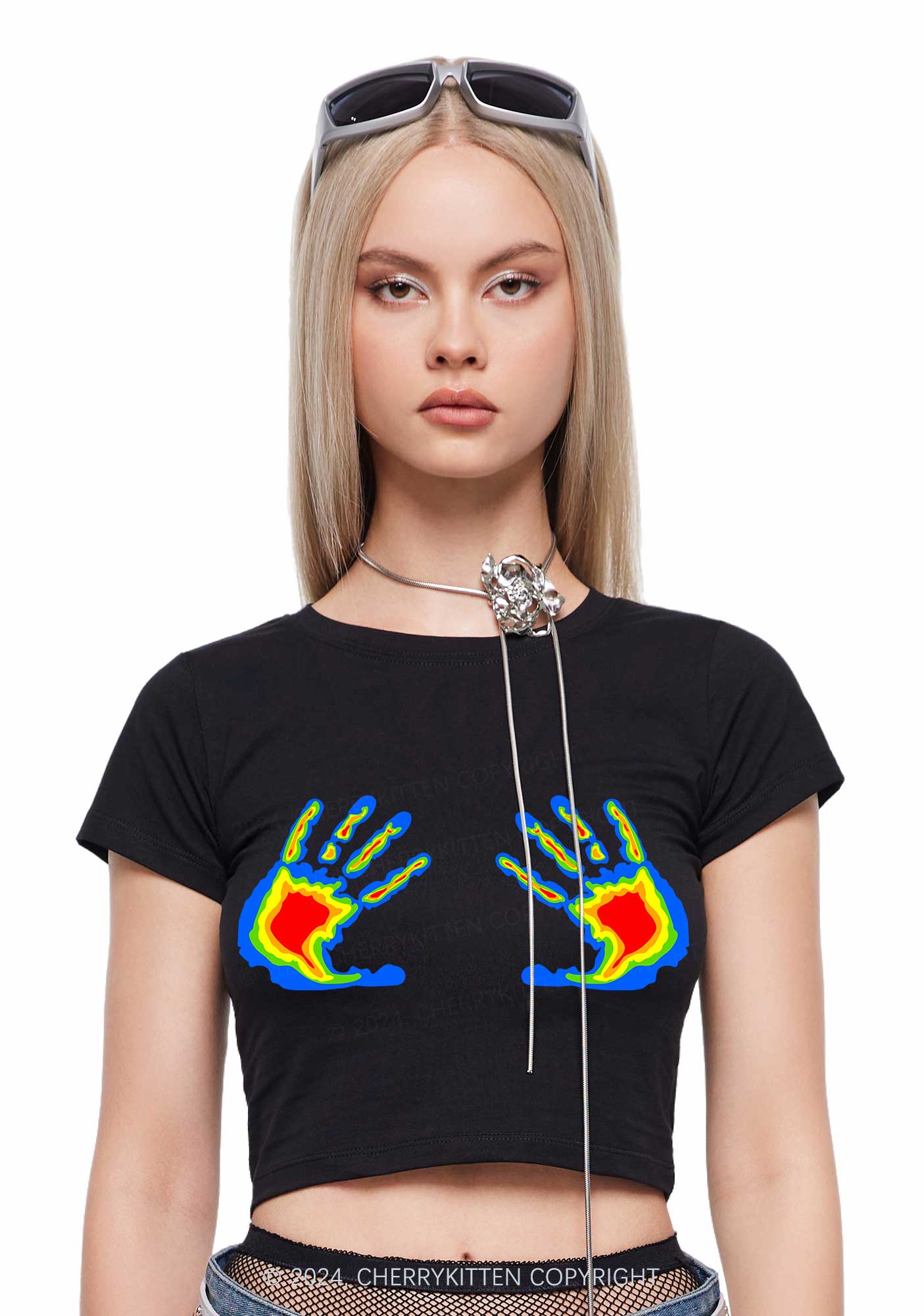 Thermal Hands Y2k Baby Tee