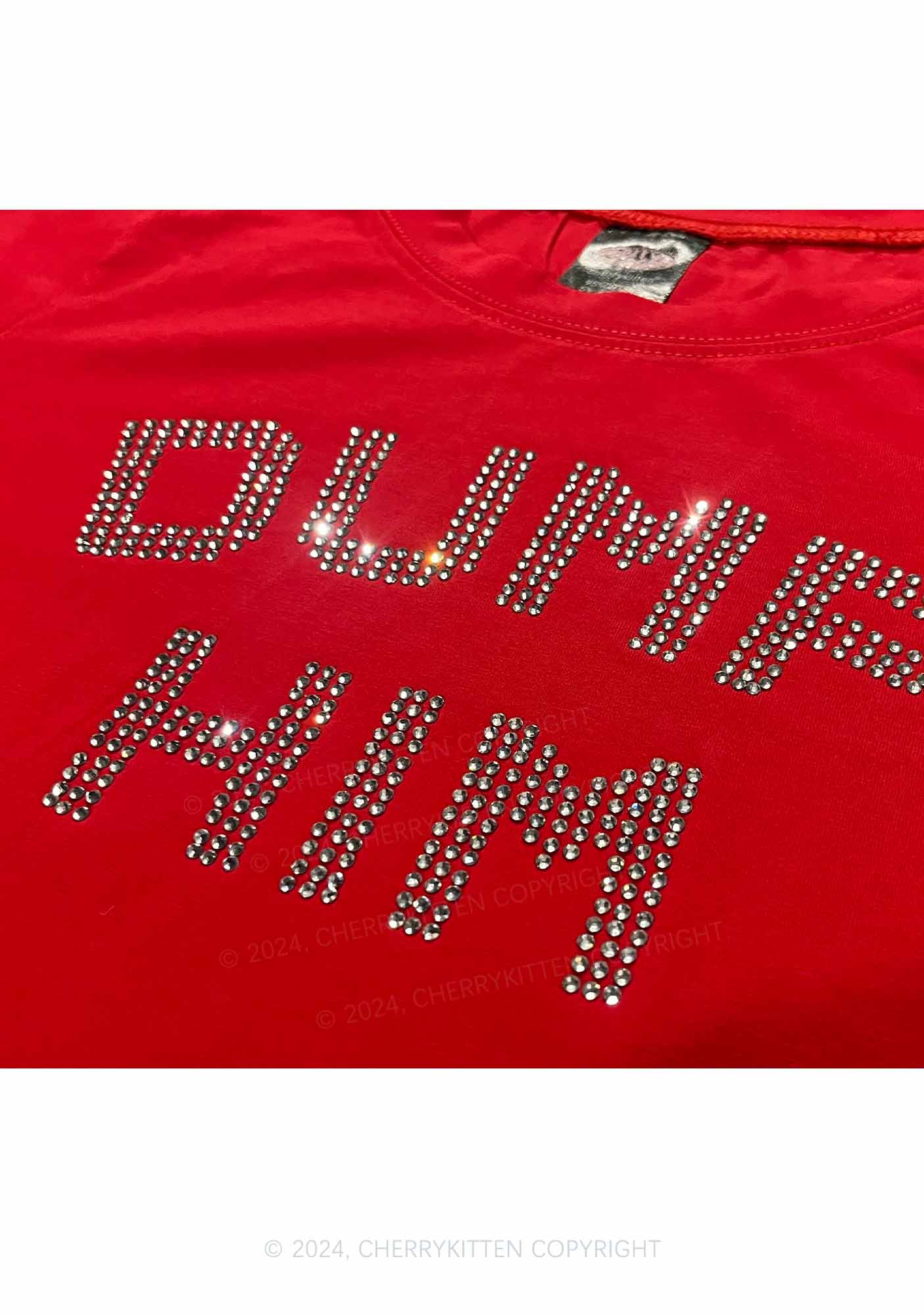 Rhinestone Dump Him Y2K Baby Tee Cherrykitten