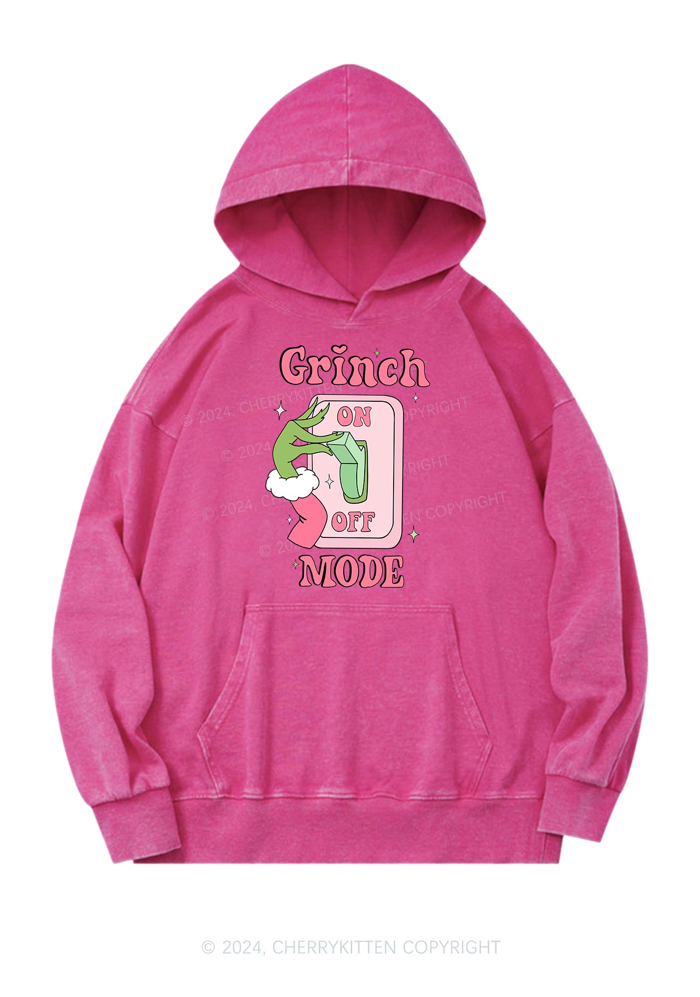 Christmas On Off Mode Y2K Washed Hoodie Cherrykitten