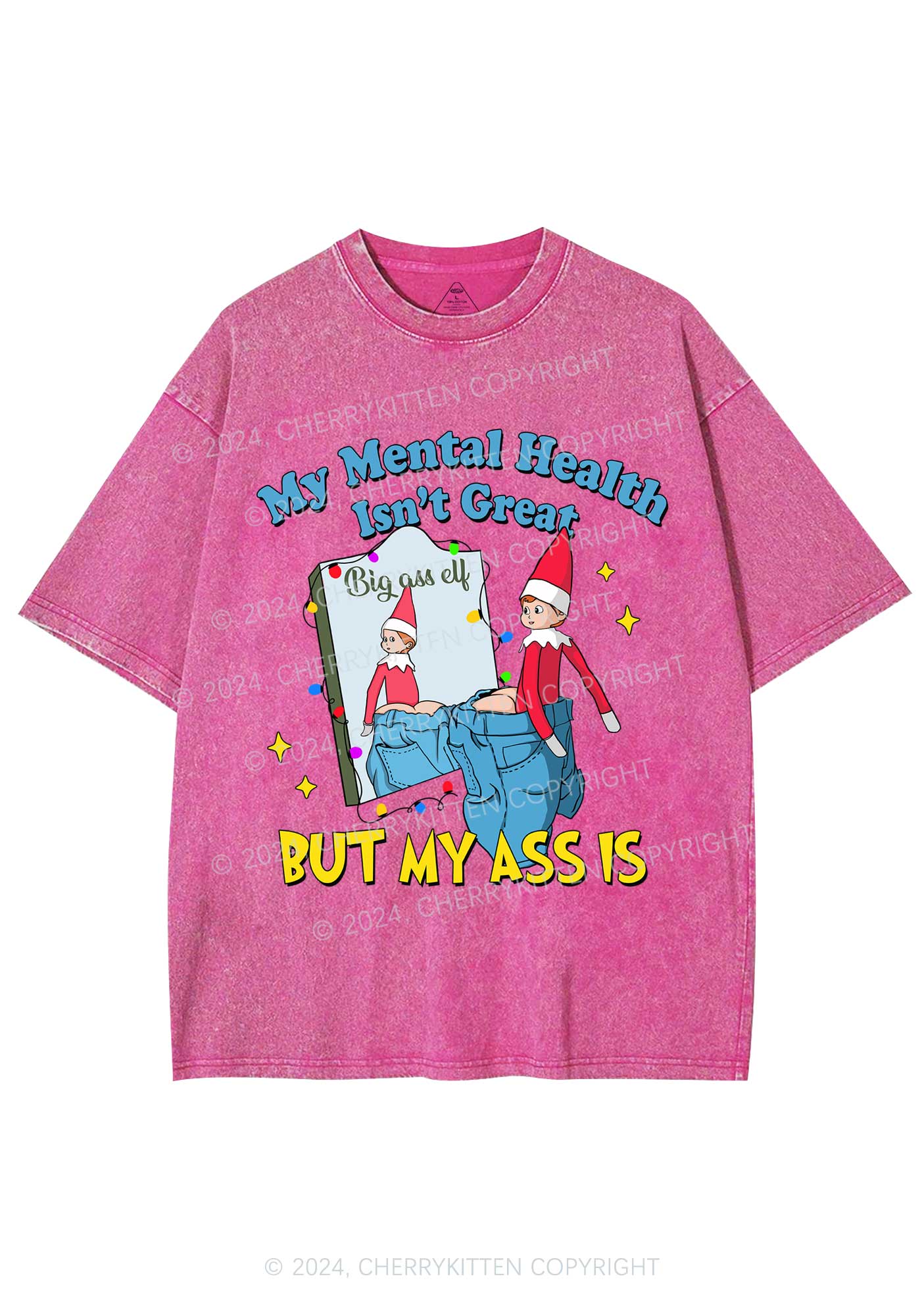 Christmas Big Axx Elf Y2K Washed Tee Cherrykitten