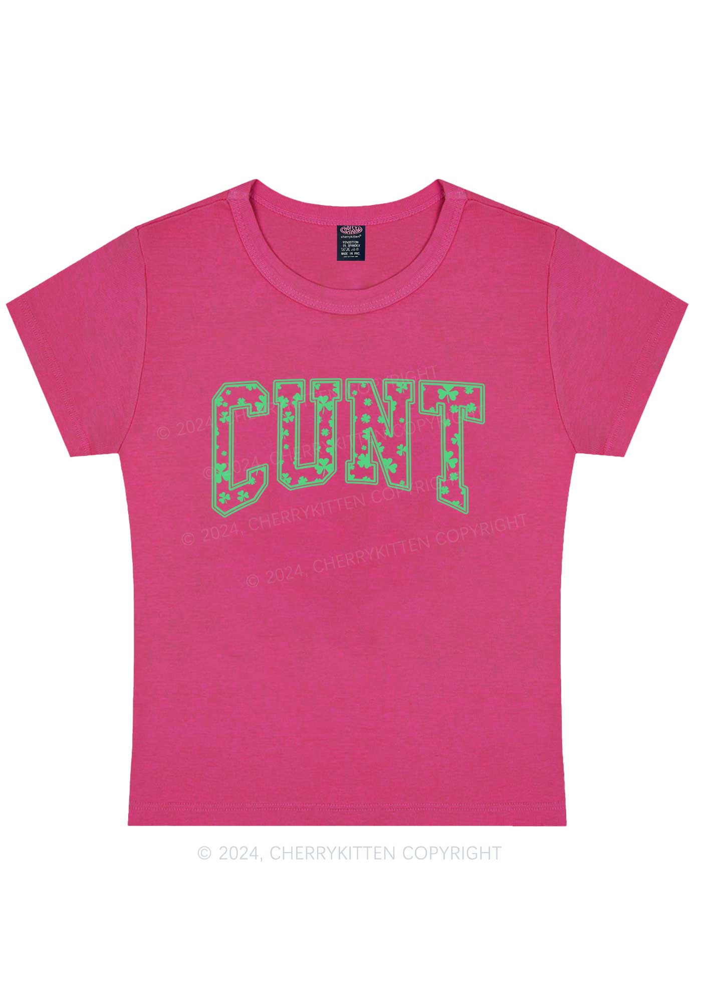 Green Cxxt St Patricks Y2K Baby Tee Cherrykitten