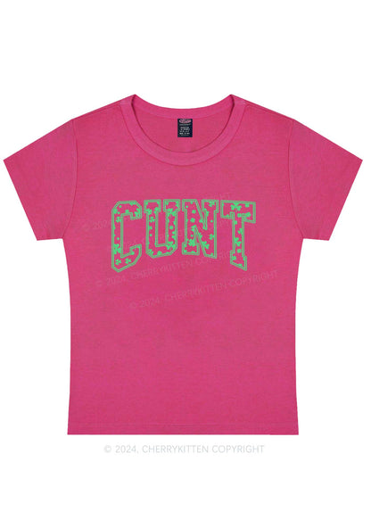 Green Cxxt St Patricks Y2K Baby Tee Cherrykitten