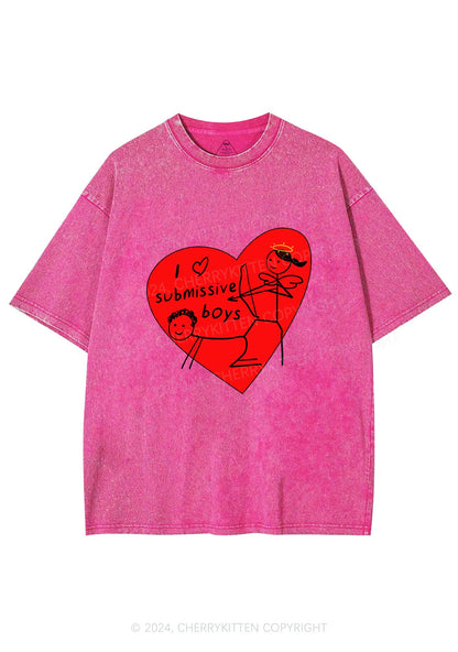 Girl Love S Boys Y2K Valentine's Day Washed Tee Cherrykitten