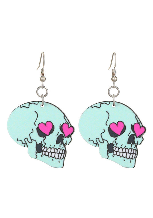 Halloween Green Skull Y2K Earrings Cherrykitten