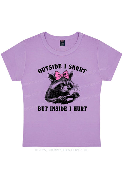 Outside I Skrrt Raccoon Y2K Baby Tee Cherrykitten