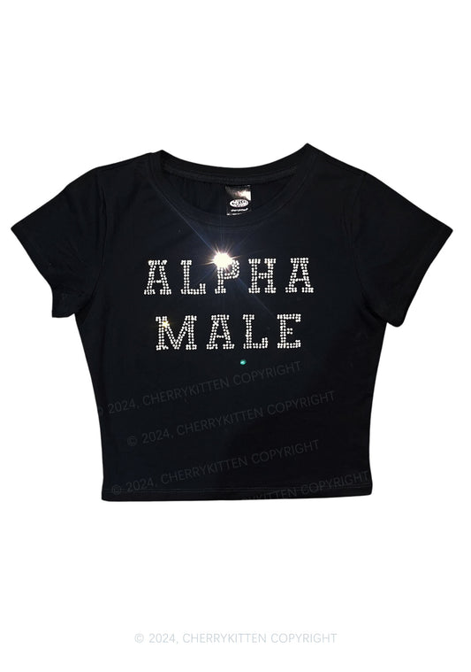 Rhinestone Alpha Male Y2K Baby Tee Cherrykitten