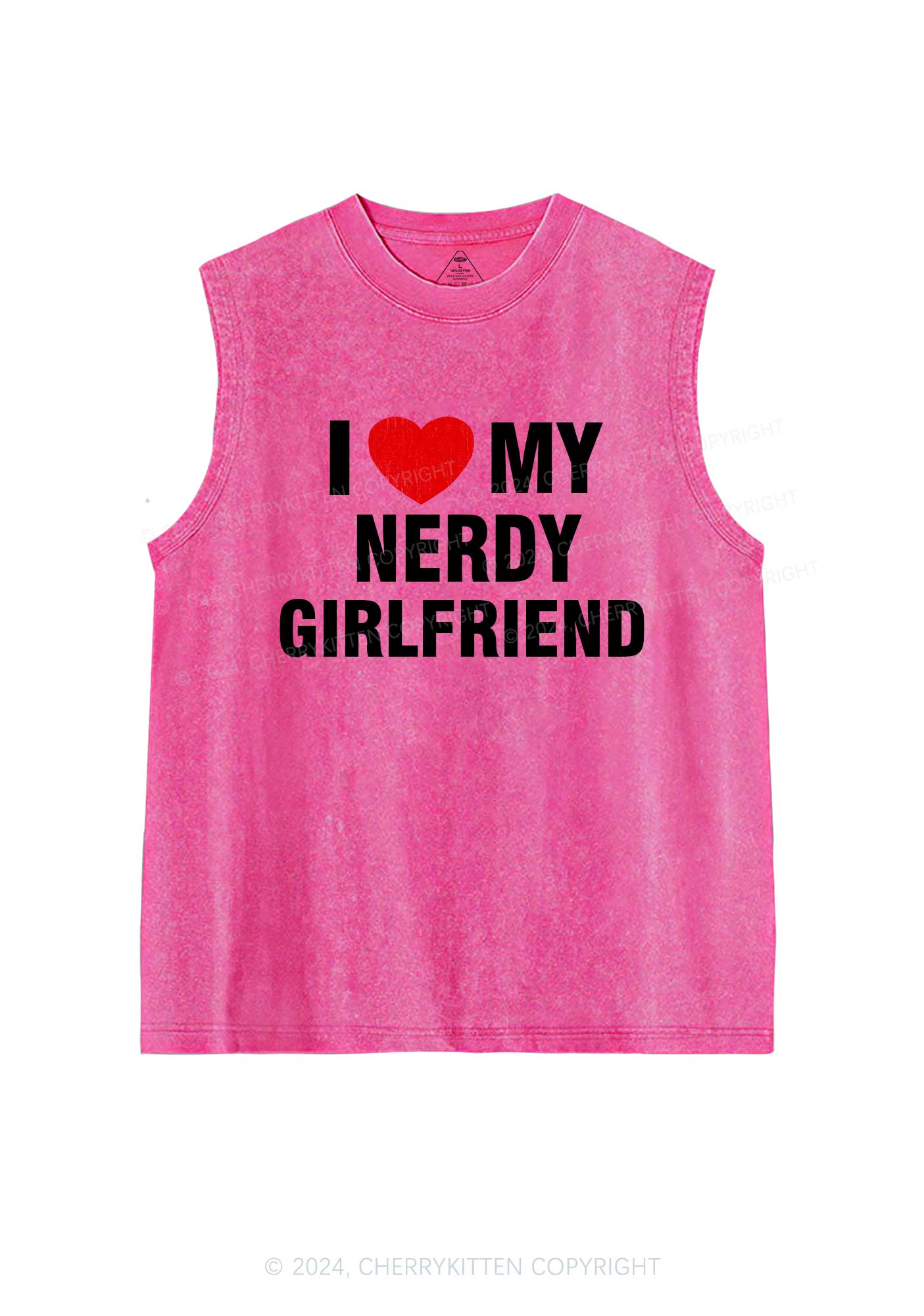 Love My Nerdy Girlfriend Y2K Valentine's Day Washed Tank Cherrykitten