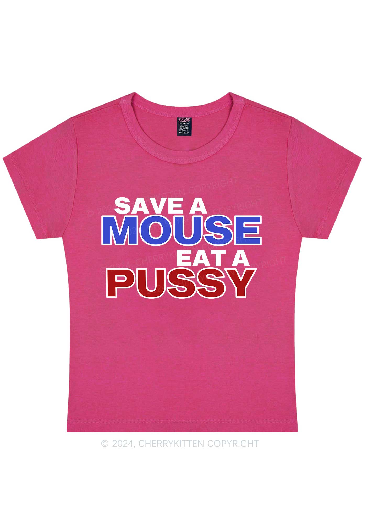 Curvy Save A Mouse Y2K Baby Tee Cherrykitten