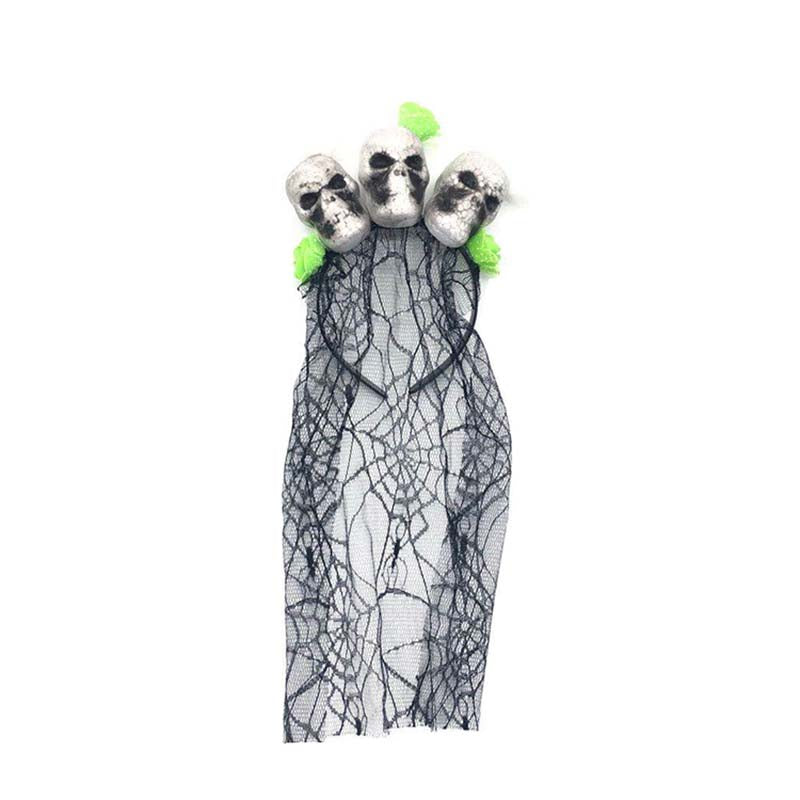 Halloween Spider Web Veil Skull Y2K Hairband