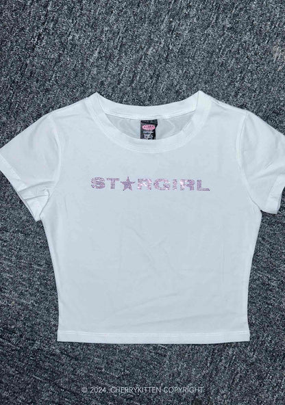 Rhinestone Stargirl Y2K Baby Tee Cherrykitten