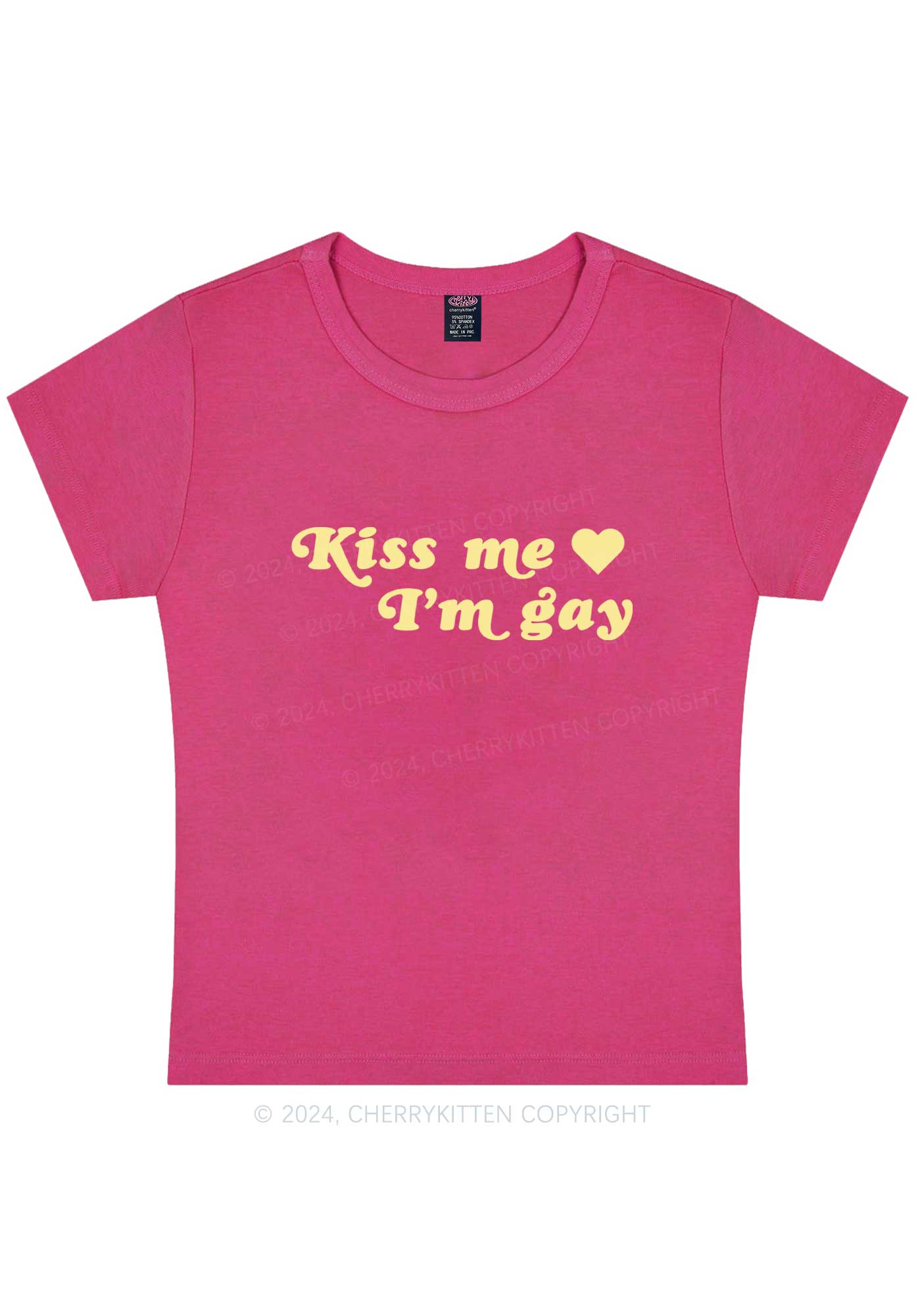 Curvy Kiss Me I’m Gay Y2K Baby Tee Cherrykitten