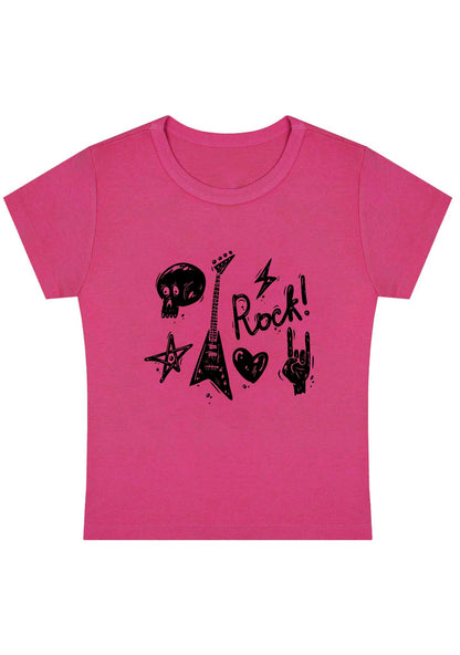 Curvy Skull Guitar Rock Heart Star Baby Tee