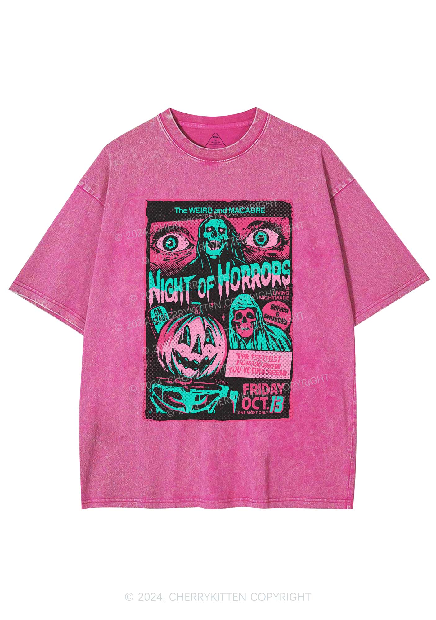 Halloween Nights Of Horrors Y2K Washed Tee Cherrykitten