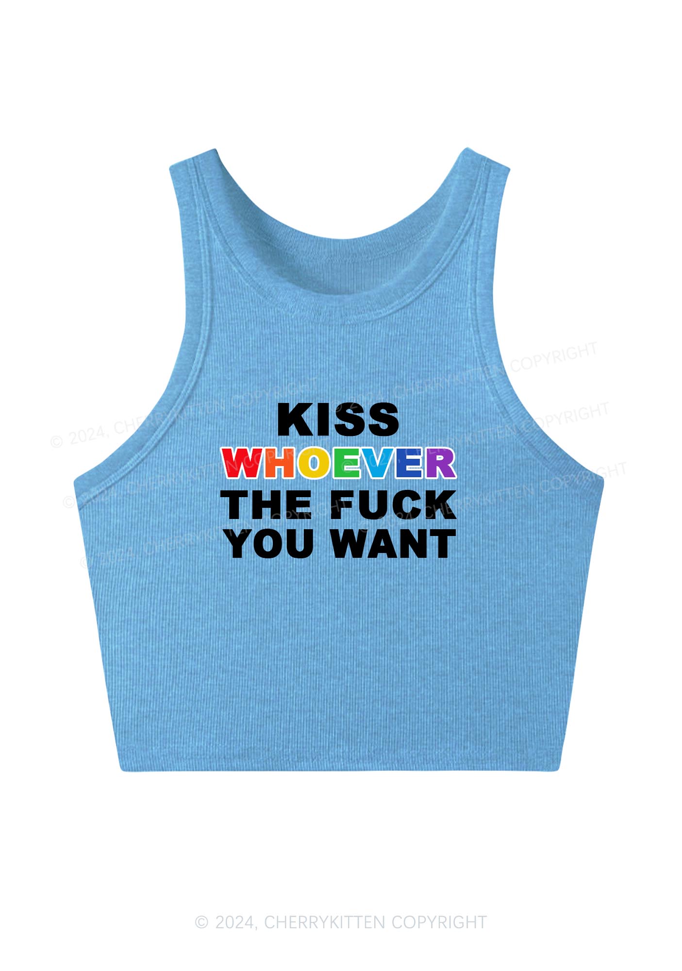 Kiss Whoever You Want Y2K Crop Tank Top Cherrykitten