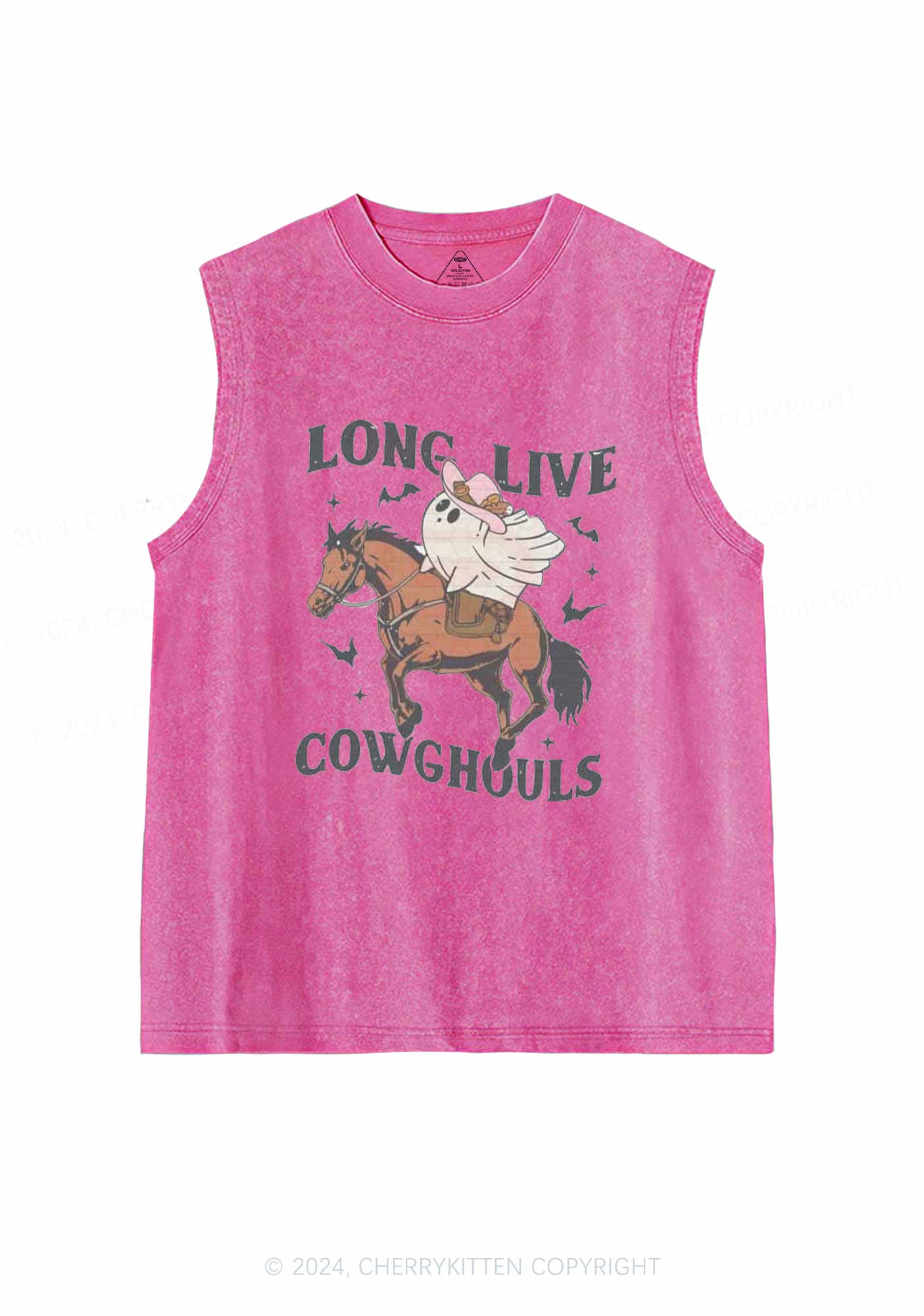 Halloween Long Live Cowghouls Y2K Washed Tank Cherrykitten