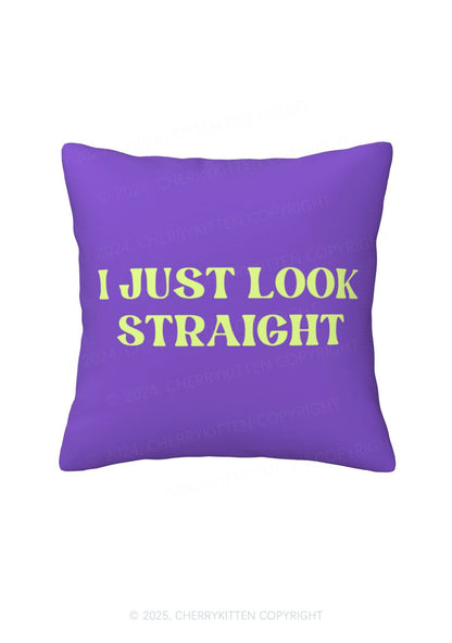 I Just Look Straight Y2K Throw Pillow Cover Cherrykitten