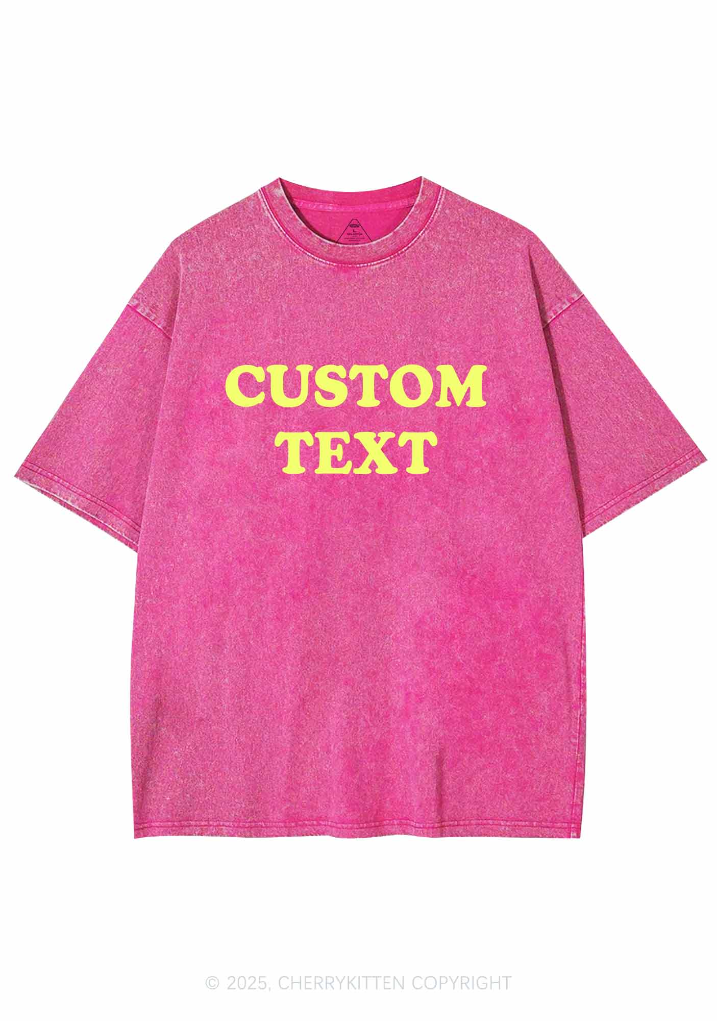 Custom Text Y2K Washed Tee Cherrykitten