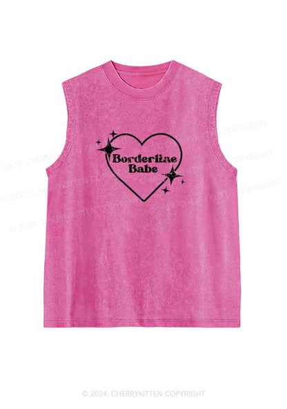 Borderline Personality Babe Y2K Washed Tank Cherrykitten