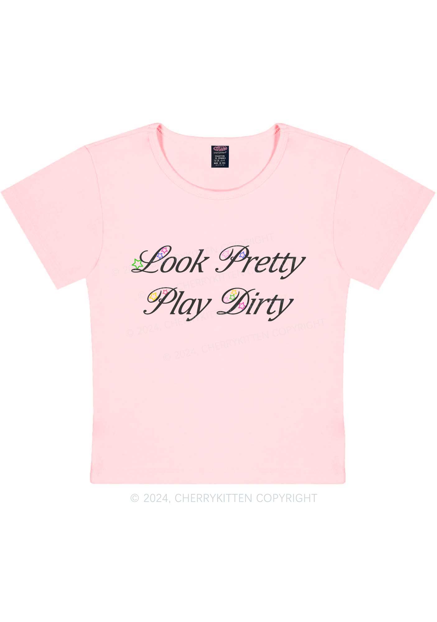 Look Pretty Play Dirty Y2K Baby Tee Cherrykitten