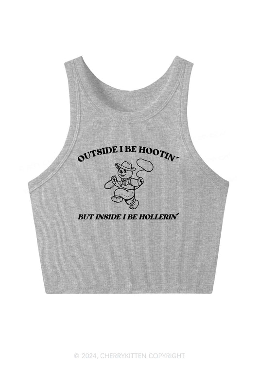 Outside I Be Hootin' Y2K Crop Tank Top Cherrykitten