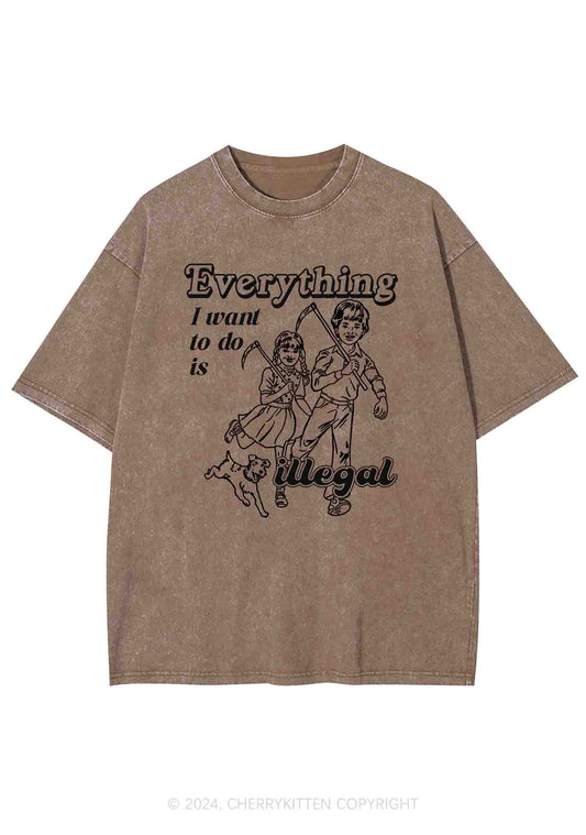 Everything Is Illegal Y2K Washed Tee Cherrykitten