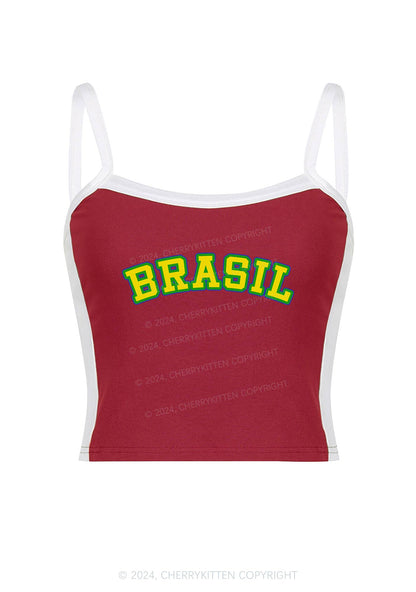 Brasil Y2K Color Block Crop Cami Top Cherrykitten