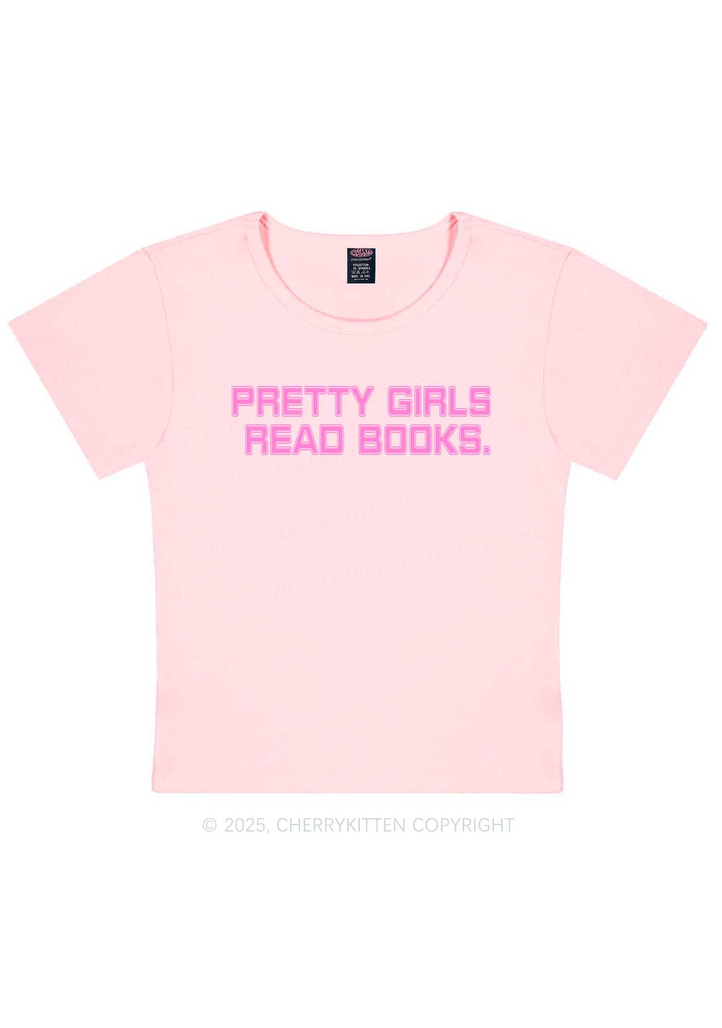 Pretty Girls Read Books Y2K Baby Tee Cherrykitten