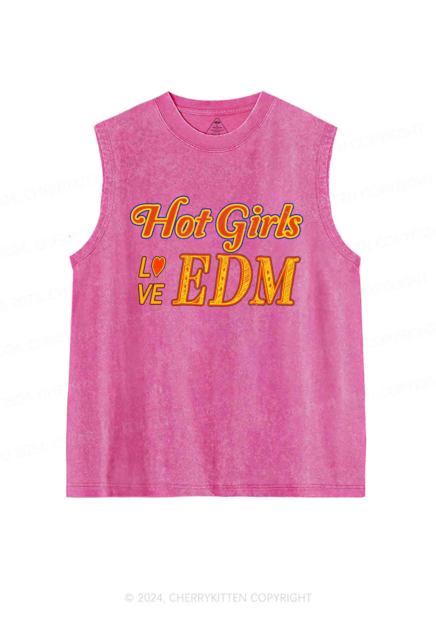 Hot Girls Love Edm Y2K Washed Tank Cherrykitten