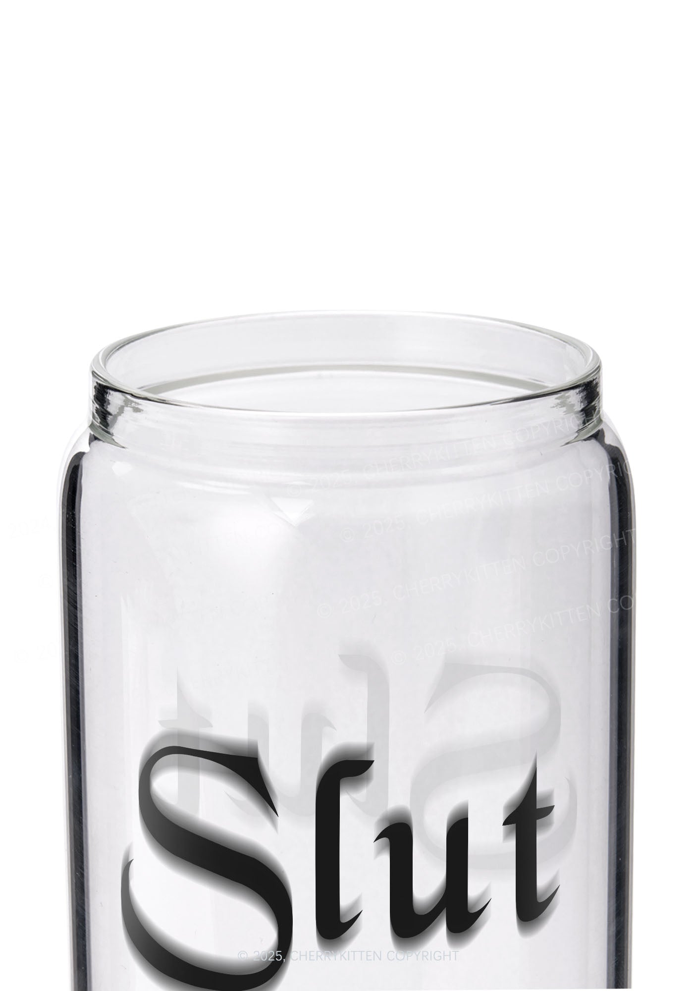 Black Slxt Y2K Printed Glass Cup Cherrykitten