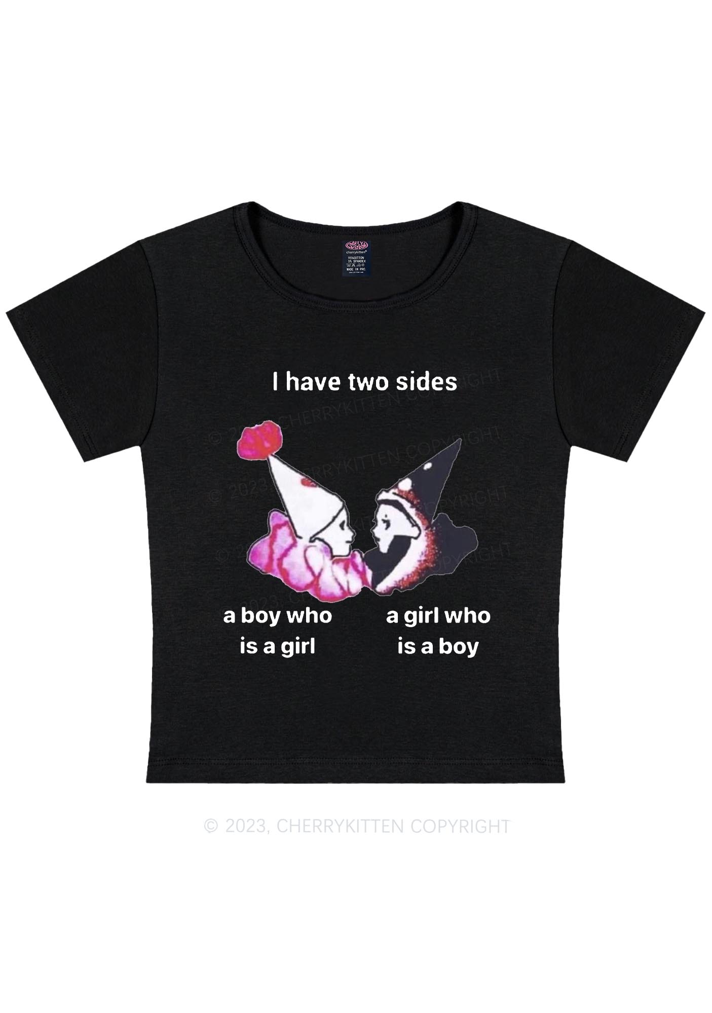 Curvy I Have Two Sides Y2K Baby Tee Cherrykitten